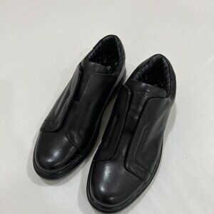 Karl Lagerfeld Men Black Leather Low Top Lace-up Sneaker Shoes Size US 9M